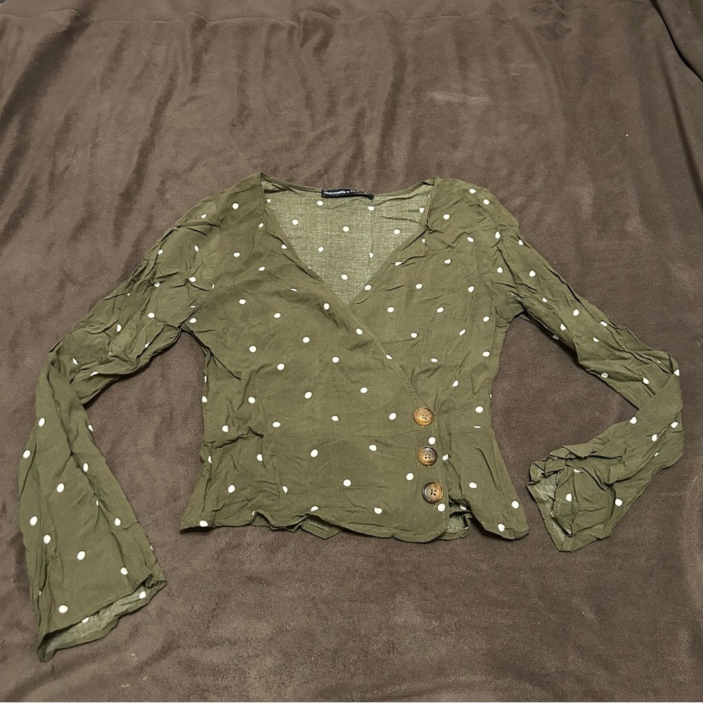 A&F Green Polka Dot Blouse